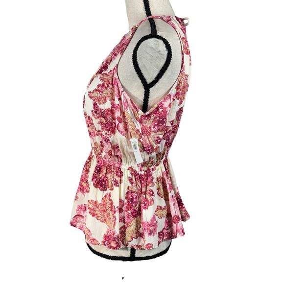 Old Navy Small Top Floral Adjustable Halter Neck Keyhole V-Neck Sleeveless Multi - Picture 6 of 9